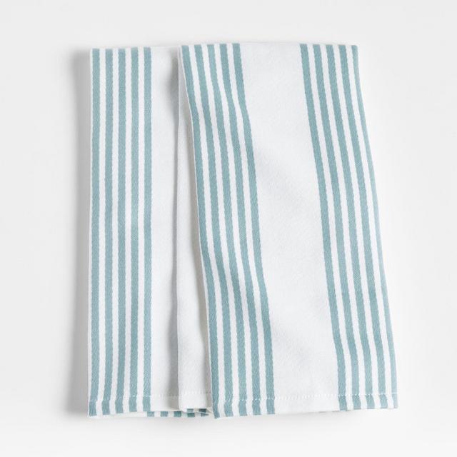 Cuisine Stripe Blue Mist Dish Towels, Set of 2