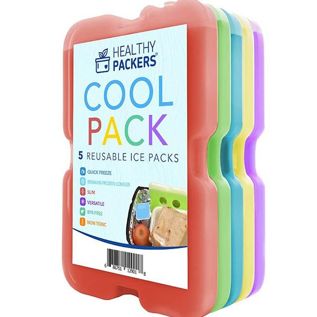 Healthy Packers Ice Pack for Lunch Box - Freezer Packs - Original Cool Pack (Set of 5) | Slim & Long-Lasting Ice Packs for Your Lunch or Cooler Bag (Combo)