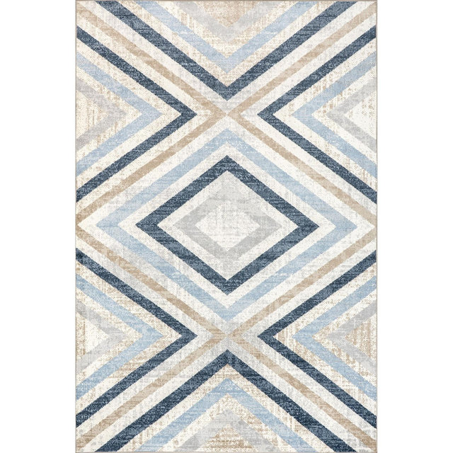 Nuloom Akari Transitional Diamond Pet Friendly Machine Washable Area Rug, 3' x 5', Blue