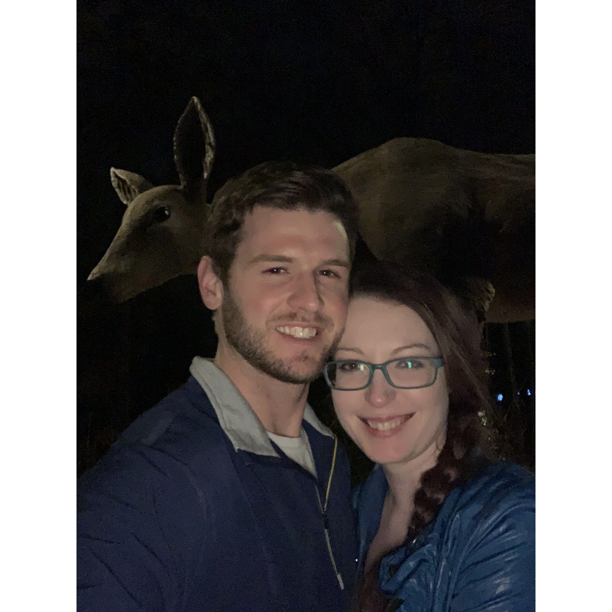 Our first photo together. The North Forest Lights at Crystal Bridges