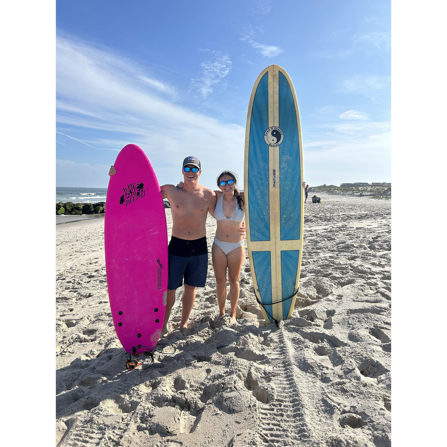 We couldn't stand being at the beach and not surfing while in NJ, so thanks to Uncle Gregg and cousin Micky for the boards!
