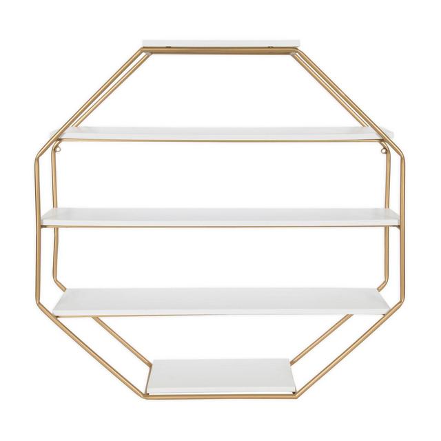 Kate And Laurel® Lintz Floating Decorative Octagon Shelving in White/Gold
