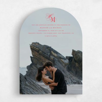 Crimson, Red Wedding Invitation - Jalen Photo
