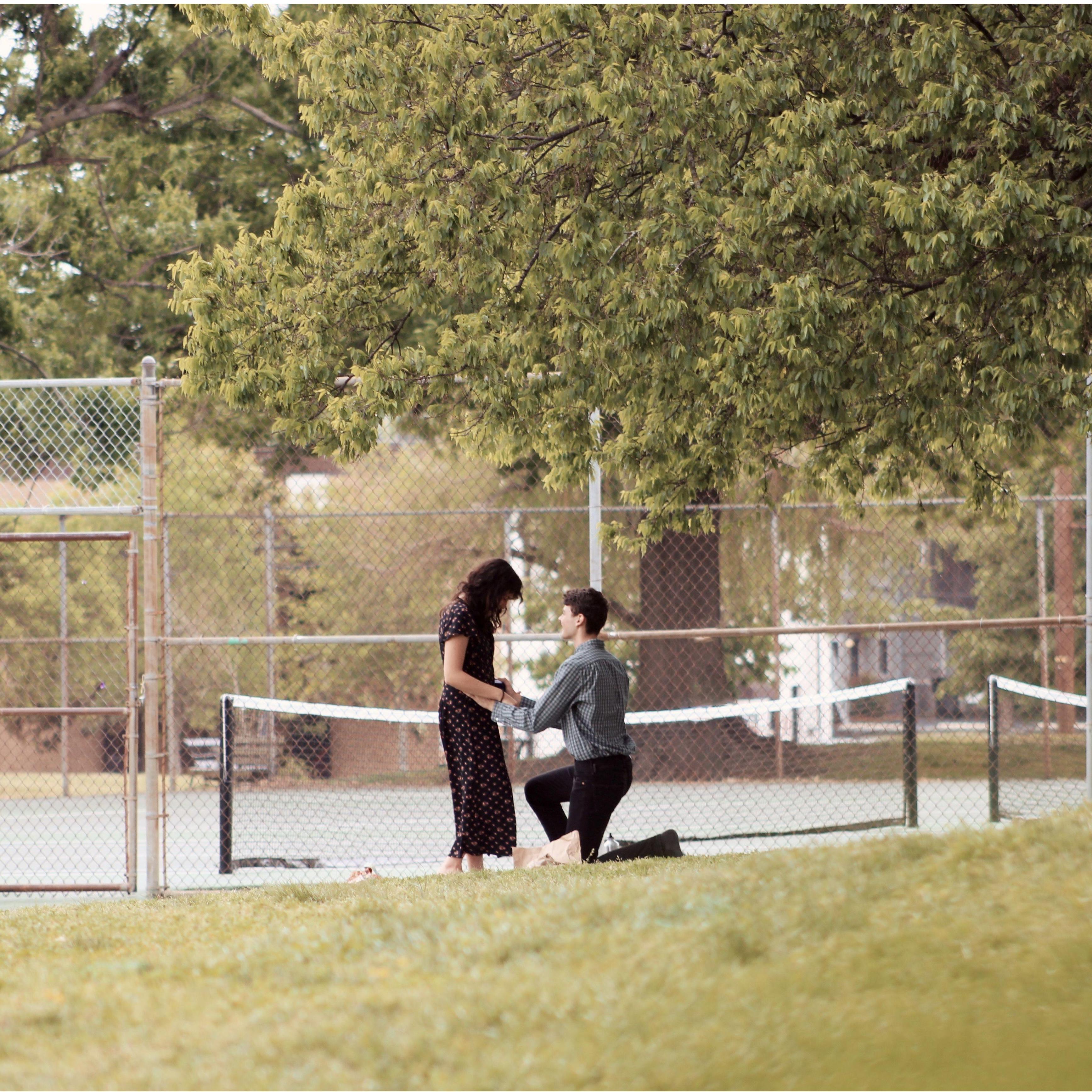 One year later in May 2023, Garrett proposed to Angelina under that same tree!