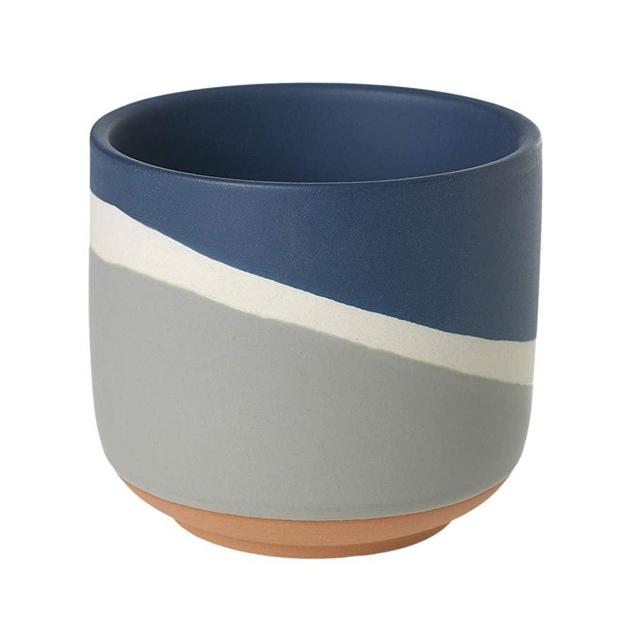 Color Block Ceramic Planter, 4" (Navy Blue)