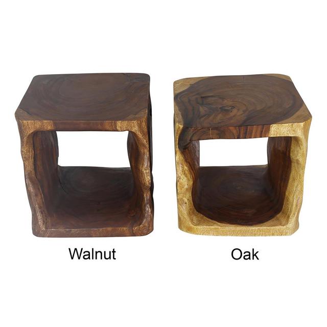 Haussmann Wood Natural Cube End Sofa Table 16 in x 16 in Height
