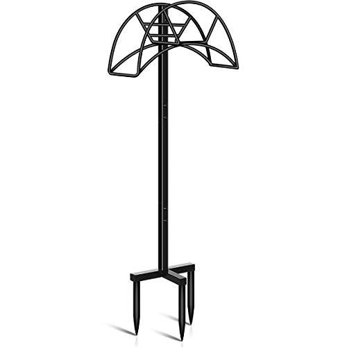 TomCare Garden Hose Holder Detachable Metal Water Hose Holder Hose Hanger Heavy Duty Hose Holder Free Standing Garden Hose Storage Hose Stand for Outside Yard, Black