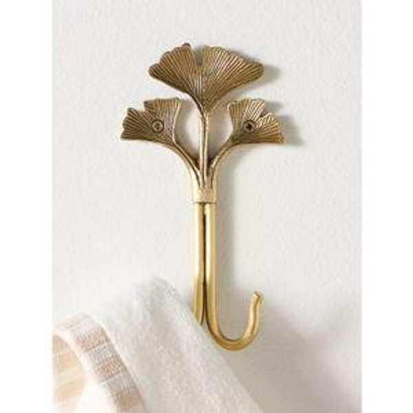 Gingko Leaf Brass Bath Hook