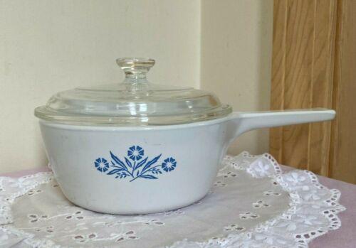 Corning Cornflower Blue 1 1/2 pint Menuette Pan & P-81-c pyrex Lid