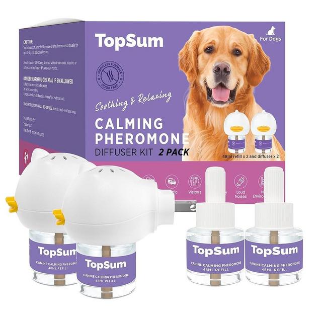TopSum Pheromone Diffuser for Dogs: Premium Dog Calming Diffuser - Calming Pheromones for Dogs - Dog Appeasing Pheromone - Pet Calming Diffuser, 2 Pack (Light Purple)