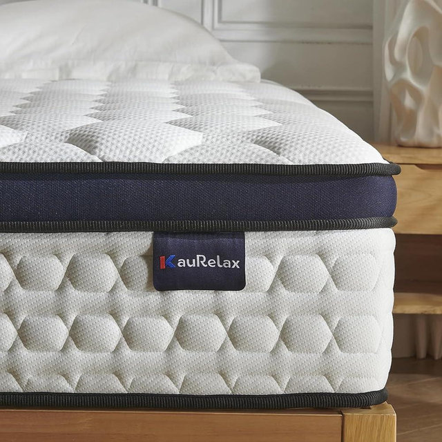 KauRelax Queen Size Mattress,14 Inch Queen Mattress in a Box,Hybrid Mattress with Gel Memory Foam & Individual Pocket Spring for Edge Support, Pressure Relief, Medium Firm,CertiPUR-US