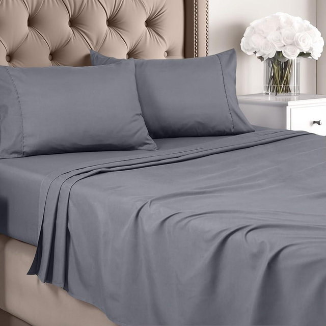 Utopia Bedding Full Sheet Set - Brushed Microfiber - Soft Bed Sheets for Full Size Bed - Includes 1 Fitted, 1 Flat, & 2 Pillow Cases - Deep Pocket (Grey)