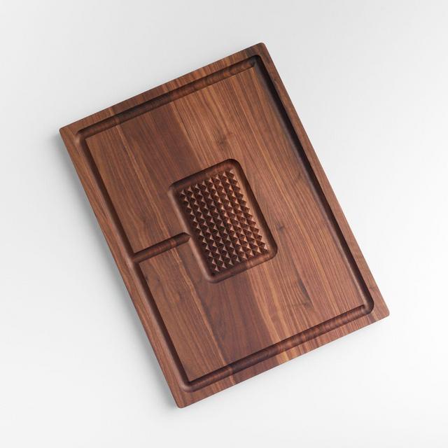 Crate & Barrel Reversible Walnut Cutting Board with Spikes 20"x15"