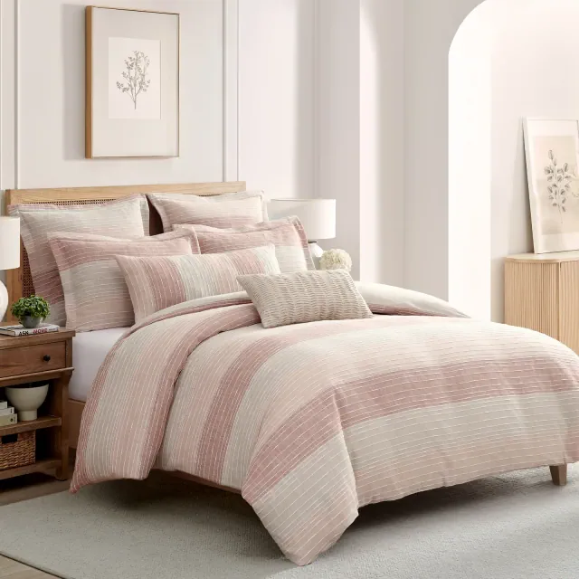 Sand Stripes Blush King Duvet Set - Levtex Home