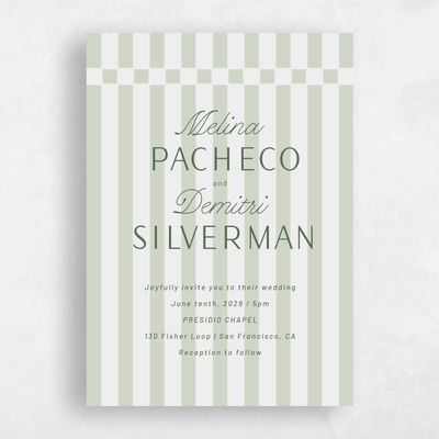 Grassy Sage, Green Wedding Invitation - Sabbia Portrait
