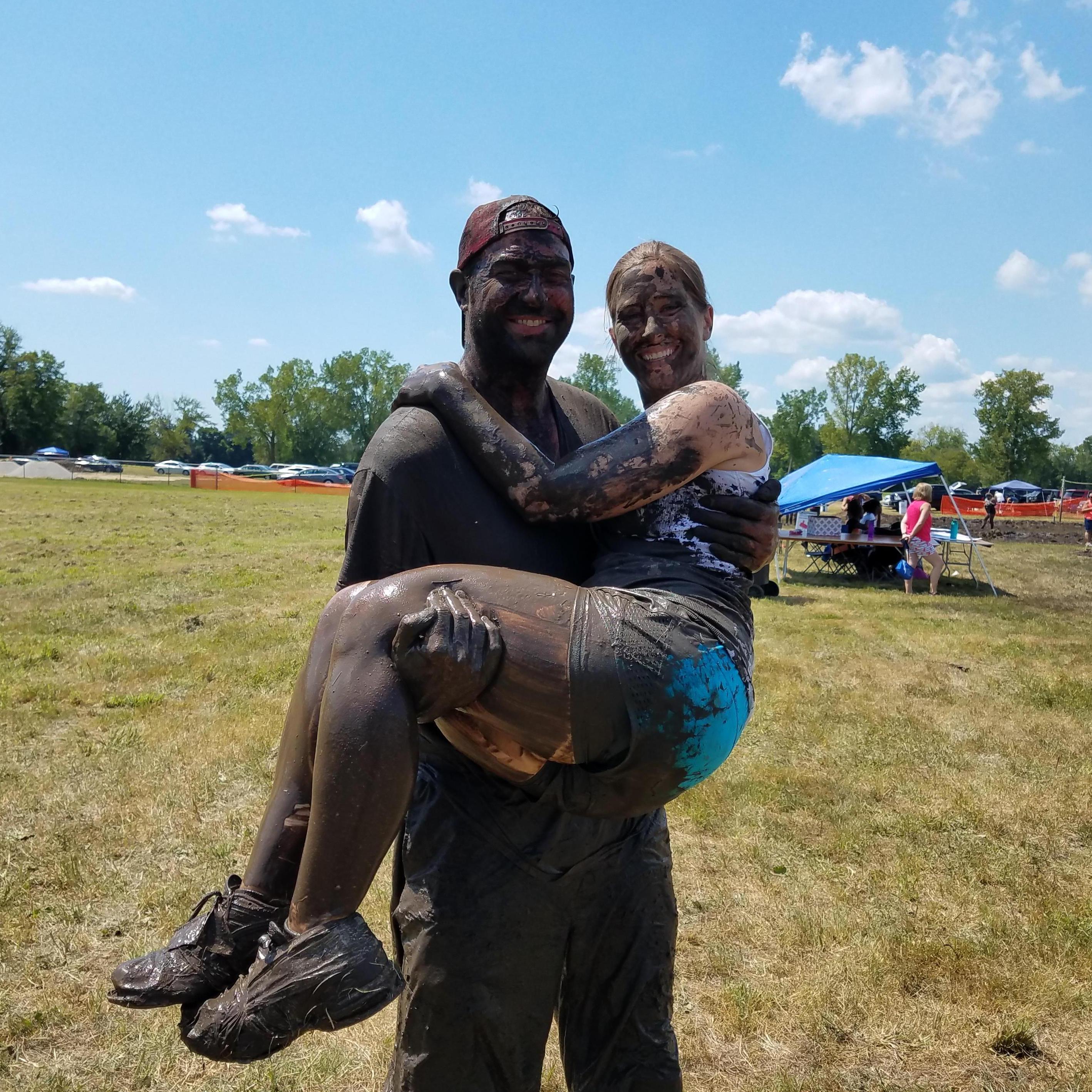 We met playing sand volleyball but we also love playing mud volleyball together as well. Our first year playing together we made it to the semi-finals.