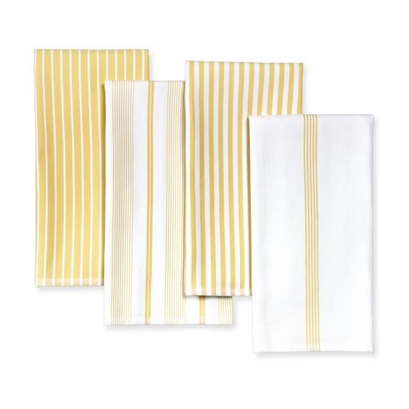 Williams Sonoma Mixed Stripe Kitchen Towels, Set of 4, Jojoba