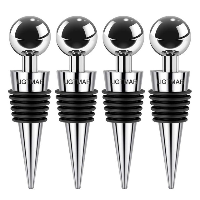 4Pcs Wine Saver Wine Stopper Wine Bottle Plug with Silicone Reusable Wine Corks, Expanding Beverage Bottle Stopper, Reusable Bottle Sealer Keeps Wine Fresh
