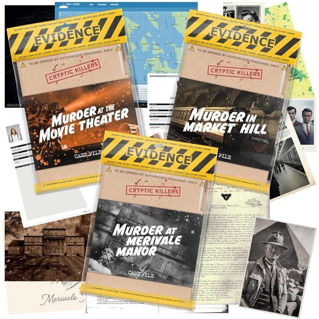 Cryptic Killers Bundle #4 - Unsolved Murder Mystery Game - Cold Case File Investigation - Detective Clues/Evidence - Solve The Crime - Individuals, Date Nights & Party Groups - 3 Pack