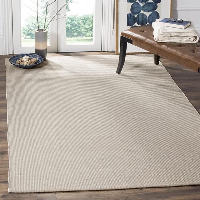 SAFAVIEH Montauk Collection 5' x 8' Ivory/Grey MTK345A Handmade Flatweave Boho Farmhouse Cotton Living Room Dining Bedroom Area Rug