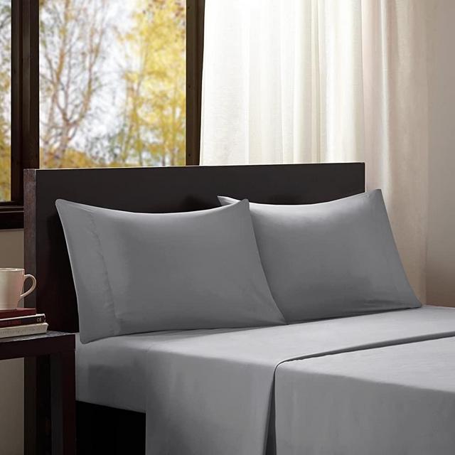 Intelligent Design Wrinkle Resistant, Soft Sheets with 12" Pocket Modern, All Season, Cozy Bedding-Set, Matching Pillow Case, Queen, Microfiber Grey