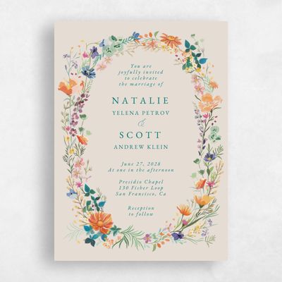 Classic Greige, Beige Wedding Invitation - Dolce Portrait