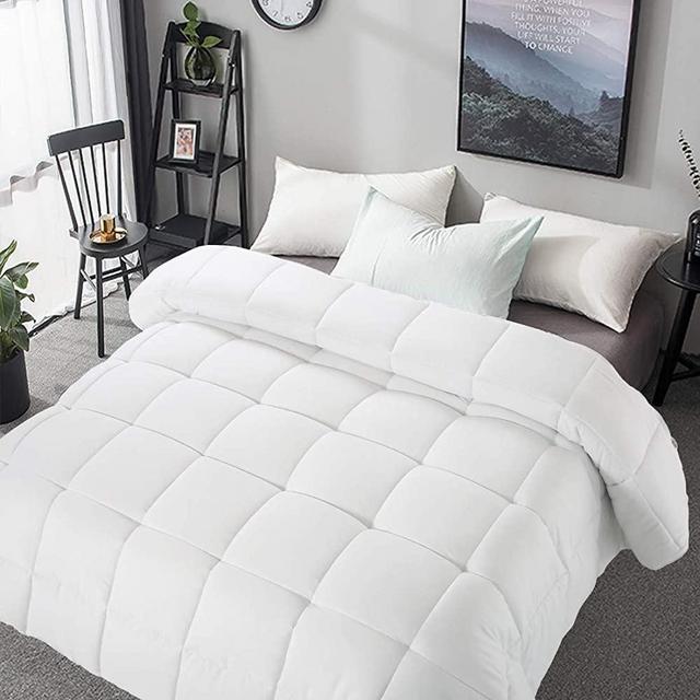 Soft California King Size Comforter All Seasons 2000 Series Soft Lightweight Quilted Down Alternative Breathable Winter Warm White Comforter Duvet 8 Corner Tabs (White, California King (96"x104"))