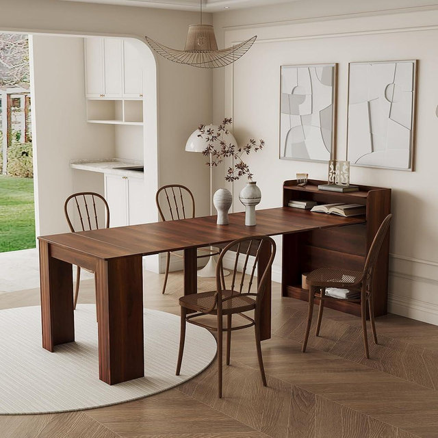 LyuHome Modern 8-12 Person Extendable Dining Table, MDF Wood, 98.43x36.61x39.37 inches, Kitchen/Living Room/Office Table