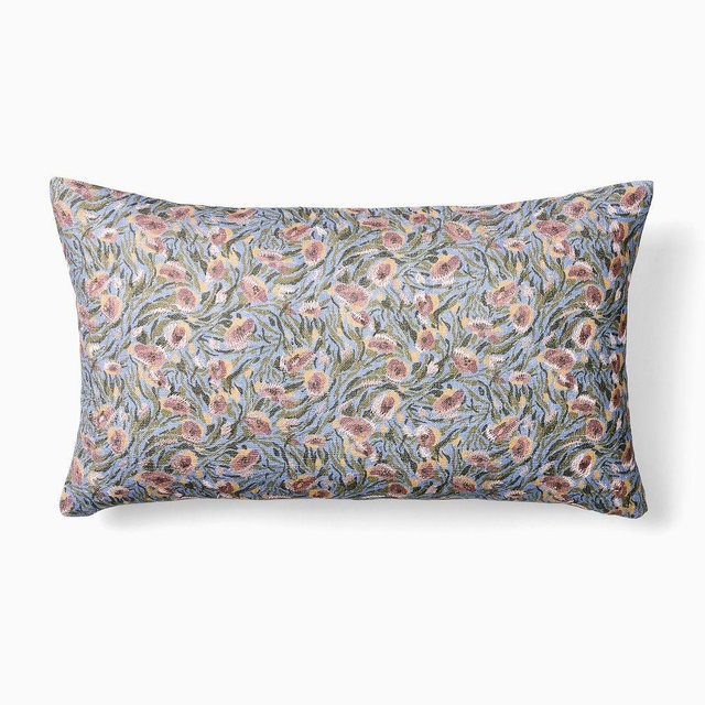 Modern Floral Pillow Cover 12x21, Marina Blue