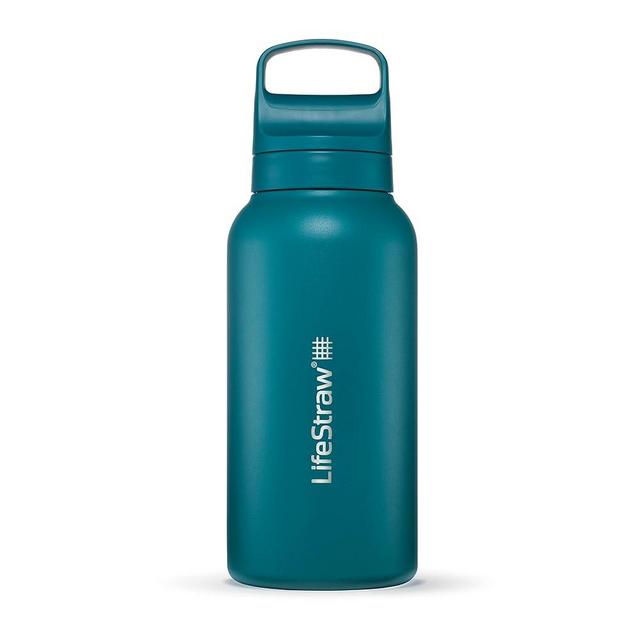 LifeStraw Go Series – Insulated Stainless Steel Water Filter Bottle for Travel and Everyday use removes Bacteria, parasites and microplastics, Improves Taste, 1L Laguna Teal