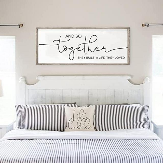 And So Together They Built A Life They Loved Sign - Bedroom Decor - Signs For Above Bed - Family Living Room Signs - Above Bed Signs (20x40 inches)