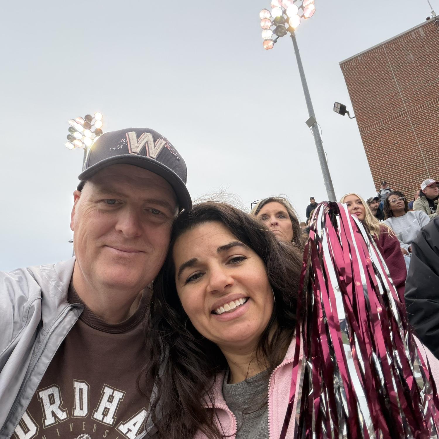 At Fordham v Georgetown. Renée is a Fordham alum.