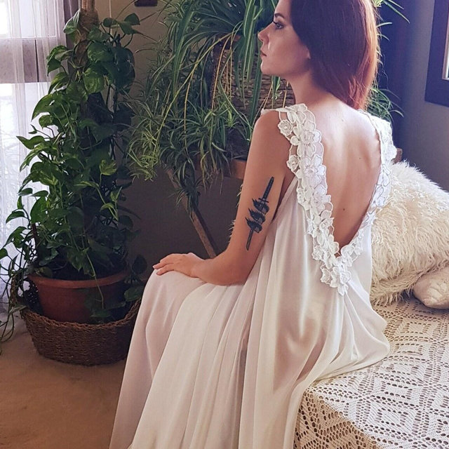 Bridal Nightgown, Wedding nightgown, Ivory white Nightgown, Chiffon nightgown, Chiffon lingerie, Bridal Sleepwear, Custom Lingerie
