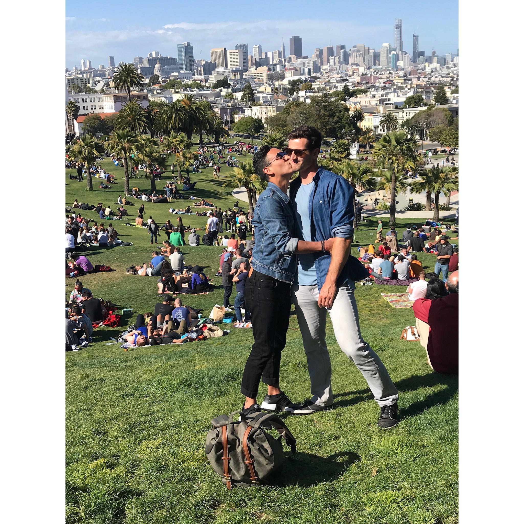 Our first photo together in one of our favorite San Francisco locations, Dolores Park