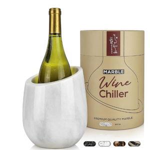Gusto Nostro Marble Wine Chiller Bucket - 750ml Wine Bottle Cooler and Champagne Chiller for Party, Kitchen, Bar Cart Decor to Chill & Keep Bottles Cold with Unique Wine Lovers Gift Box (White)