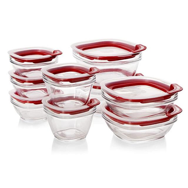 Rubbermaid Easy Find Lids Glass Food Storage Container, 18-pieces, Clear