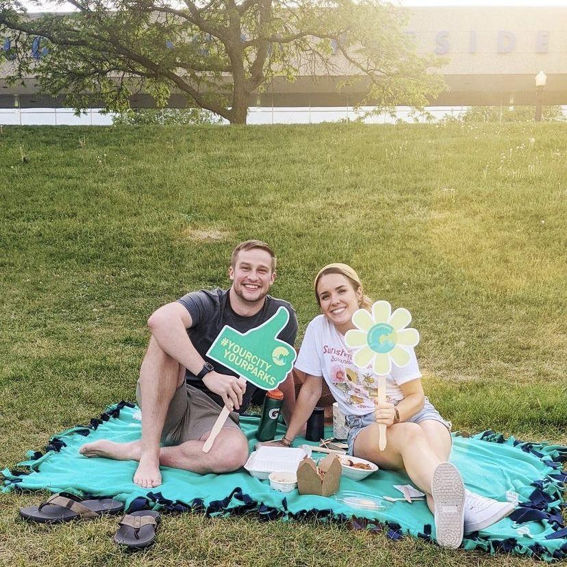 This was only our third date when a photographer asked to hold these props and take our pic. We tried to play it sooo cool but it turned out being our first photo together!