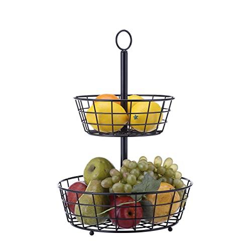 SunnyPoint Tabletop 2-Tier Countertop Fruit Basket Stand