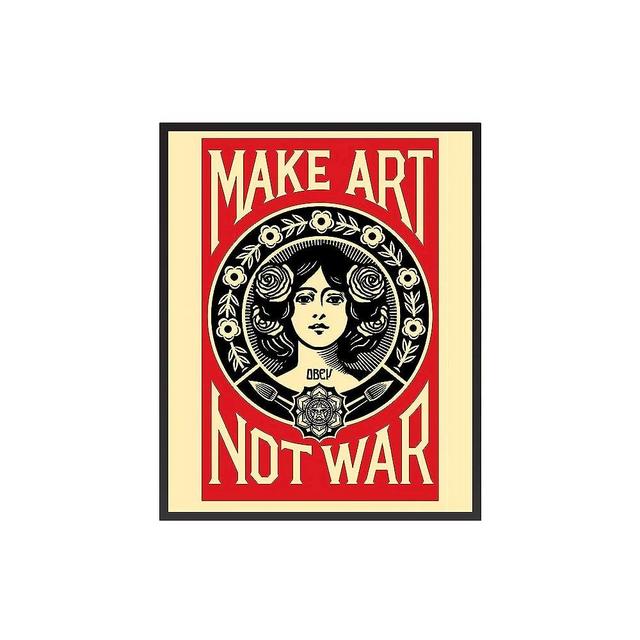 Poster Master Vintage Shepard Fairey Poster - Retro Art Nouveau Print - 8x10 UNFRAMED Wall Art - Gift for Artist, Friend - Make Art Not War, Woman, Floral Garland, Obey - Wall Decor for Home, Office