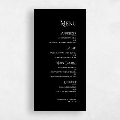 Black Wedding Menu - Ginami