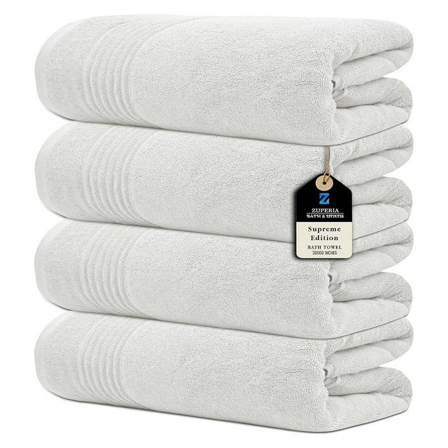 ZUPERIA Supreme Edition Bath Towels 700 GSM - 30 x 60 Inches, 100% Cotton Large Bathroom Shower Towels - Highly Absorbent for The Ultimate Experience (4 Pack, Cloud Grey)