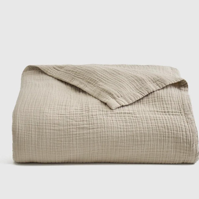 Organic Airy Gauze Blanket in Dune
