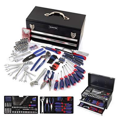 WORKPRO 239-Piece Household Tool Set with 2-Layer Drawers Heavy Duty Metal Box - Perfect for Household, DIY, Auto