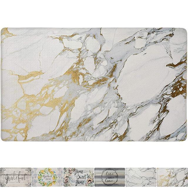 SoHome Cozy Living Anti-Fatigue Designer Kitchen Mat, Classic Marble Gold Themed-Non Slip, Stain Resistant, Easy Clean, 1/2 Inch Thick Comfort Chef Mat, 20" x 36"