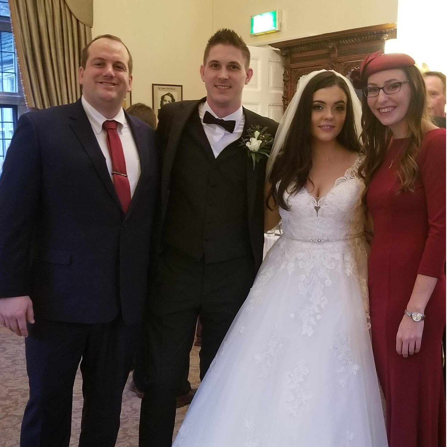 Our sweet friends, John and Rachel, whose wedding we attended in Ireland! Peep the hatinator - Bailey was pumped to wear one.