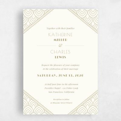 Beige Elegant Wedding Invitation - Baker Corner