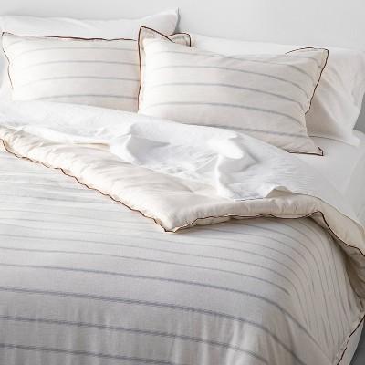 Tick Stripe with Contrast Hem Comforter & Sham Set Light Blue - Hearth & Hand™ with Magnolia
