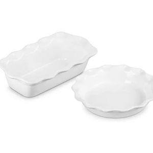 Heritage Pie Dish and Fluted Loaf Pan Set (White)