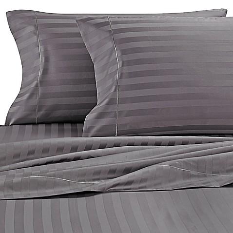 Wamsutta® Stripe 500-Thread-Count PimaCott® Olympic Queen Sheet Set in Grey