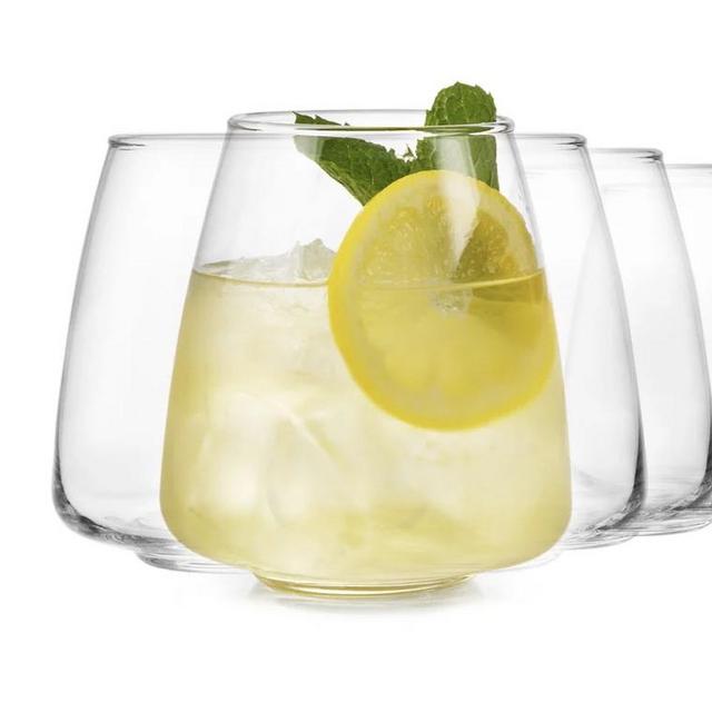Libbey Stemless Stackable Tapered All Purpose Wine Glasses, 16 ounce, Set of 6